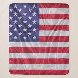 United States flag pattern on the fabric texture,  Sherpa Blanket