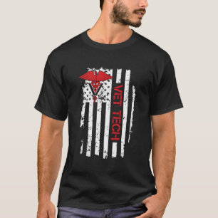 United States Flag Usa American Vet Tech Veterinar T-Shirt