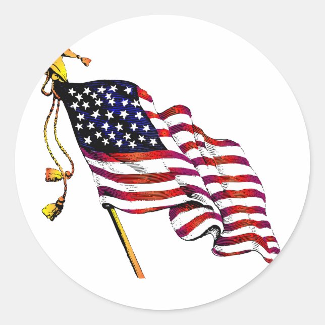 United States Flag Vintage Classic Round Sticker (Front)