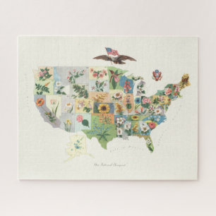 United States Flower Map - Our National Bouquet Jigsaw Puzzle