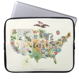 United States Flower Map - Our National Bouquet Laptop Sleeve