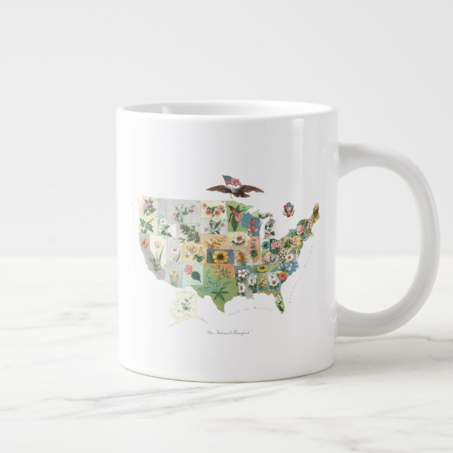 United States Flower Map - Our National Bouquet Large Coffee Mug (Right)