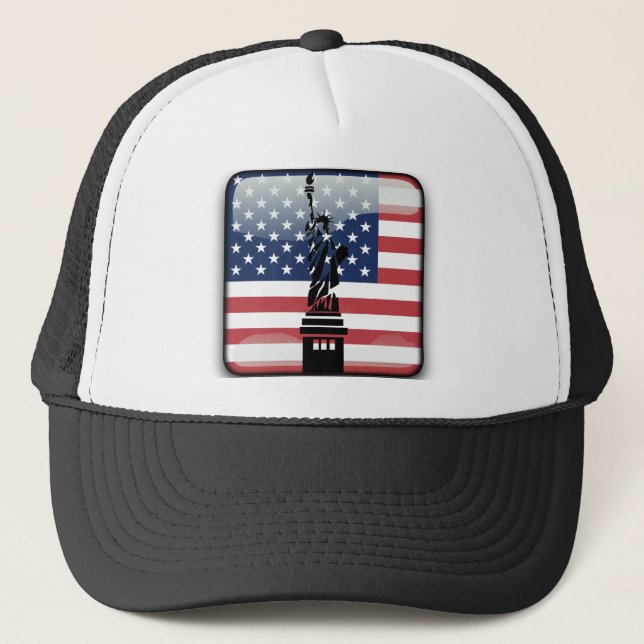 United States glossy flag Trucker Hat (Front)