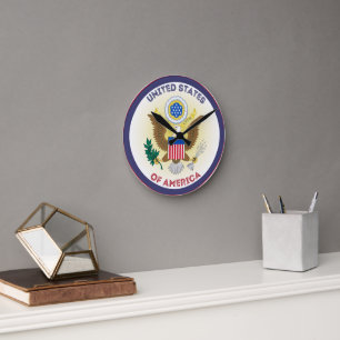 United States Great Seal Circle Shape  Round Clock