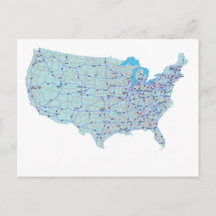 United States Interstate Map Postcard
