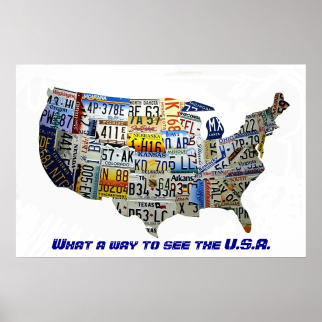 United States License Plate Map Poster (Front)
