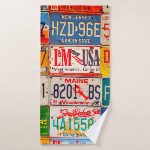 United States License Plates Art America Bath Towel