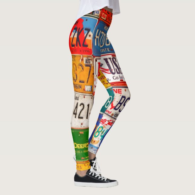 United States License Plates Art America Leggings (Right)