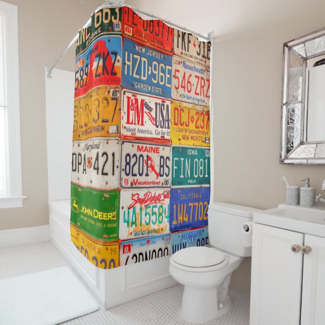 United States License Plates Art America Shower Curtain (In Situ)