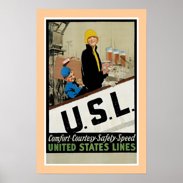 United States Line U. S. L. Poster (Front)
