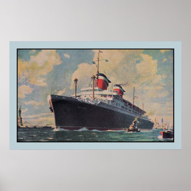 United States Lines SS America aquarelle Poster (Front)