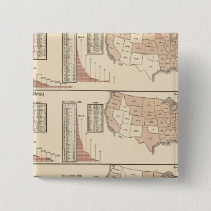 United States lithographed maps 15 Cm Square Badge