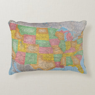 United States Map 3 Decorative Cushion