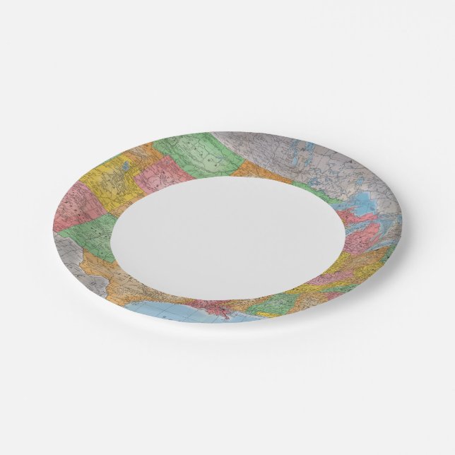 United States Map 3 Paper Plate (Angled)