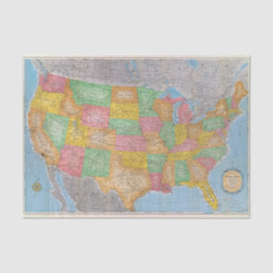 United States Map 3 Tissue Paper