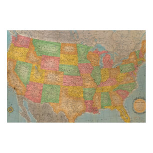 United States Map 3 Wood Wall Art