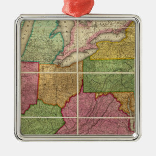 United States Map 4 Metal Tree Decoration