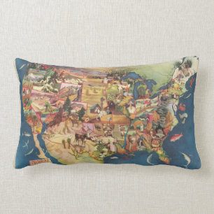 United States Map - American Farming & Agriculture Lumbar Cushion
