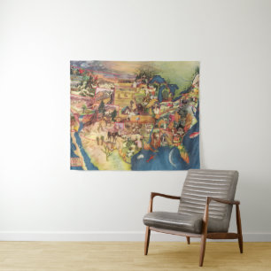 United States Map - American Farming & Agriculture Tapestry
