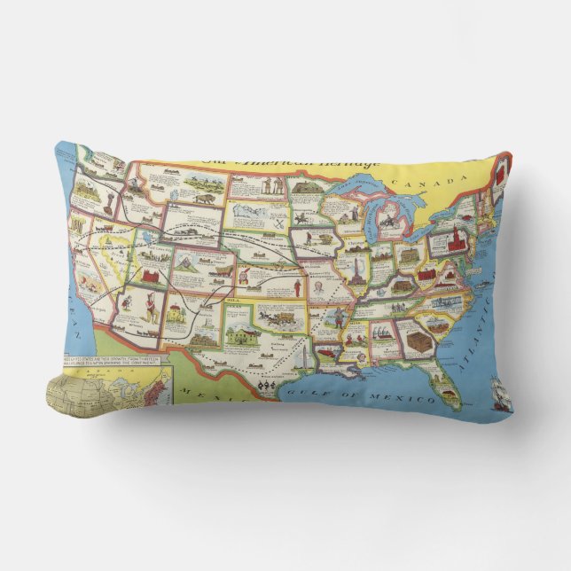 United States Map - American Heritage Lumbar Cushion (Front)