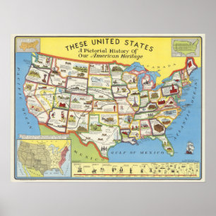 United States Map - American Heritage Poster