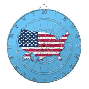 United States Map and Flag Red White and Blue Dartboard