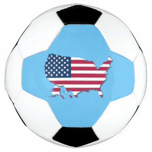 United States Map and Flag Red White Blue Soccer Ball