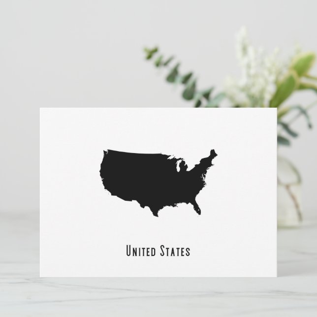 United States Map - Black and White Modern Invitation (Standing Front)