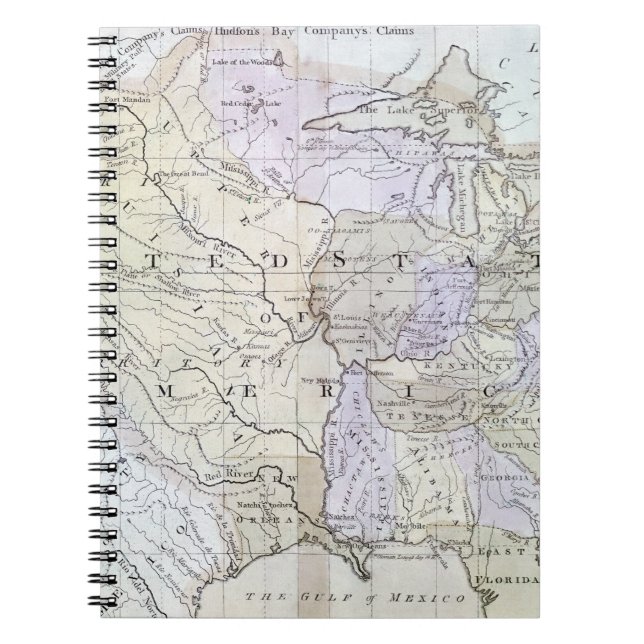 UNITED STATES MAP, c1812 Spiral Notebook (Front)