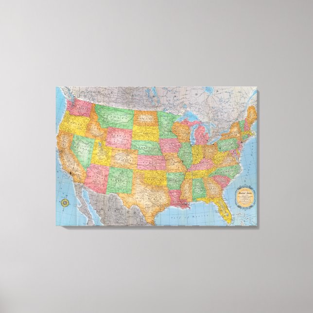 United States Map Canvas Print (Front)