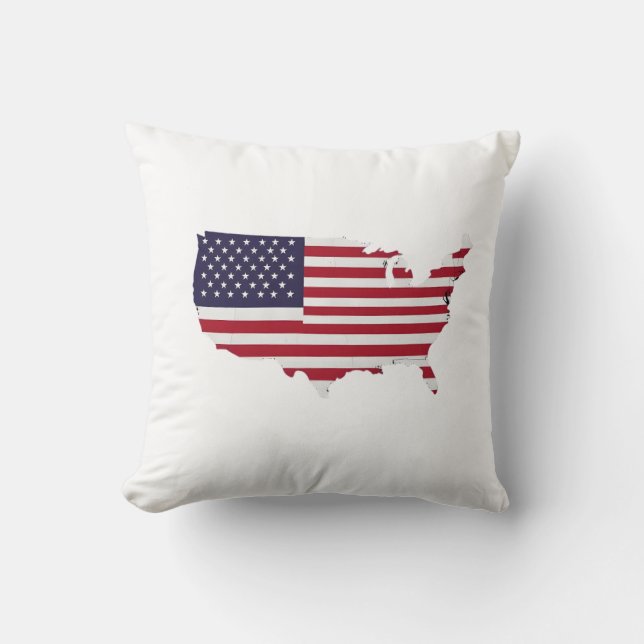 United States Map Filled with American Flag Cushion (Front)