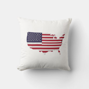 United States Map Filled with American Flag Cushion