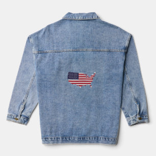 United States Map Filled with American Flag Denim Jacket