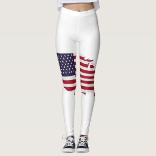 United States Map Filled with American Flag Leggings