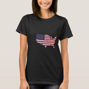 United States Map Filled with American Flag T-Shirt