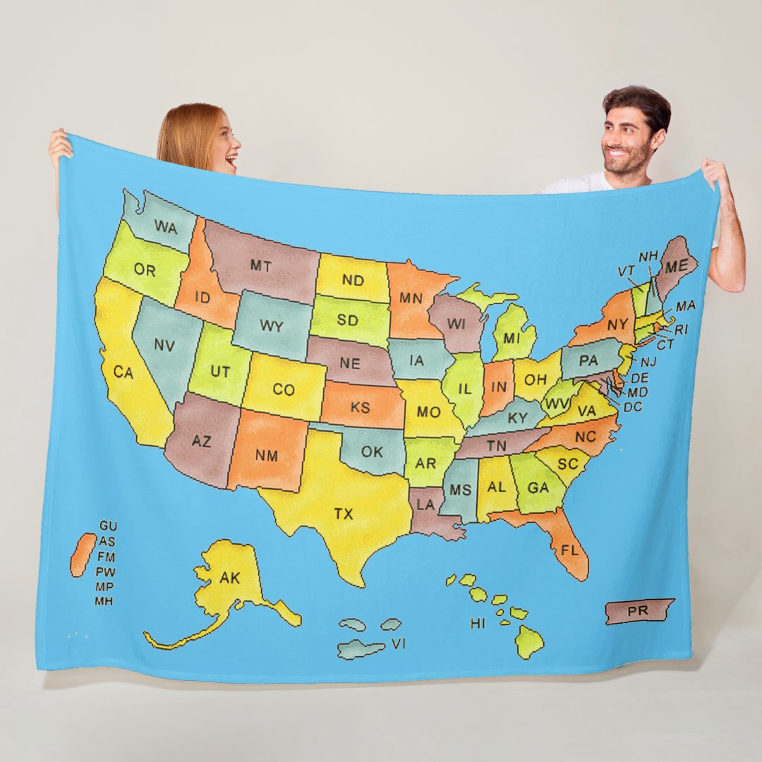 United States Map Fleece Blanket | Zazzle.co.nz