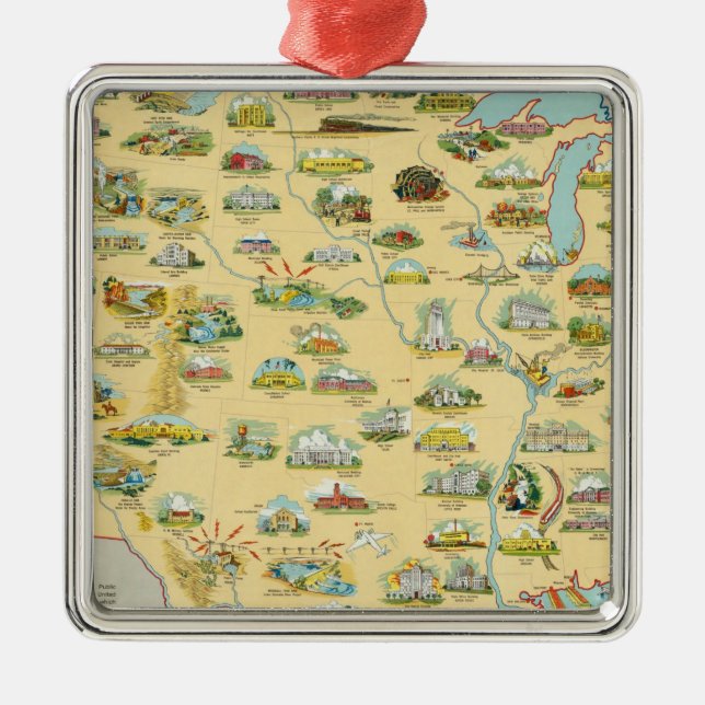 United States Map Metal Tree Decoration (Front)