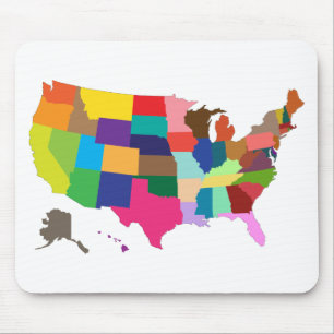 United-States-Map-MultiColored Mouse Pad