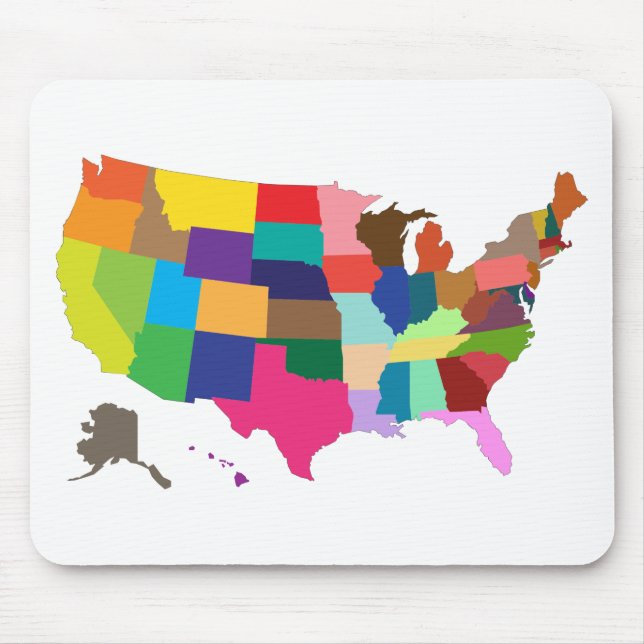United-States-Map-MultiColored Mouse Pad (Front)