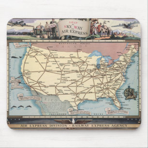 United States Map Ship the Skyway via Air Express Mouse Pad