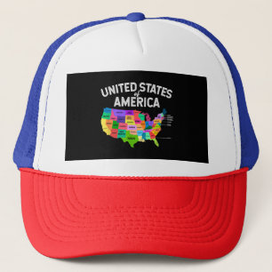 United States Map T-shirt US travel gift Trucker Hat