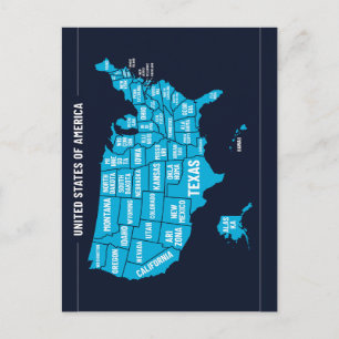 United States Map Teal Minimal Design Postcard