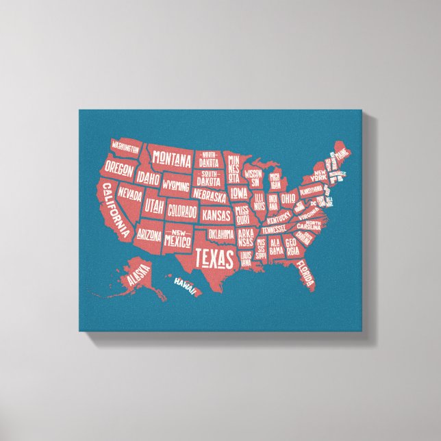 United States Map | Typography Canvas Print (Front)
