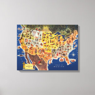 United States Map - Vacation and Play Canvas Print