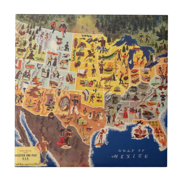 United States Map - Vacation and Play Tile (Front)