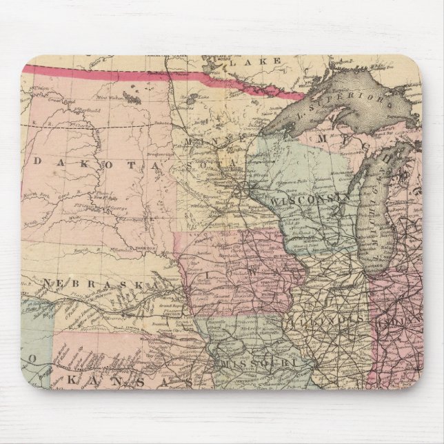 United States Map with Pony Express Route Mouse Pad (Front)