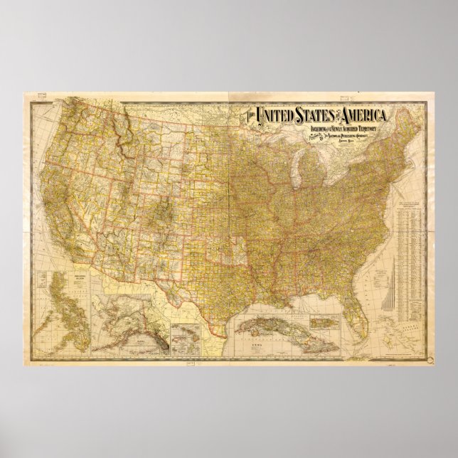 United States Map with Territories (1901) Poster (Front)