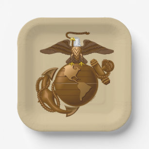 United States Marines Full-Colour EGA - Bronze Paper Plate