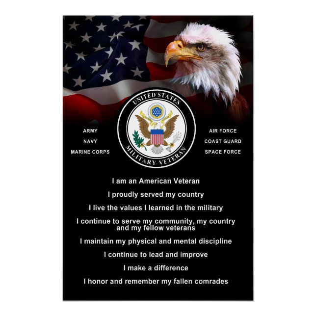 United States Military VETERAN Creed Poster (Front)
