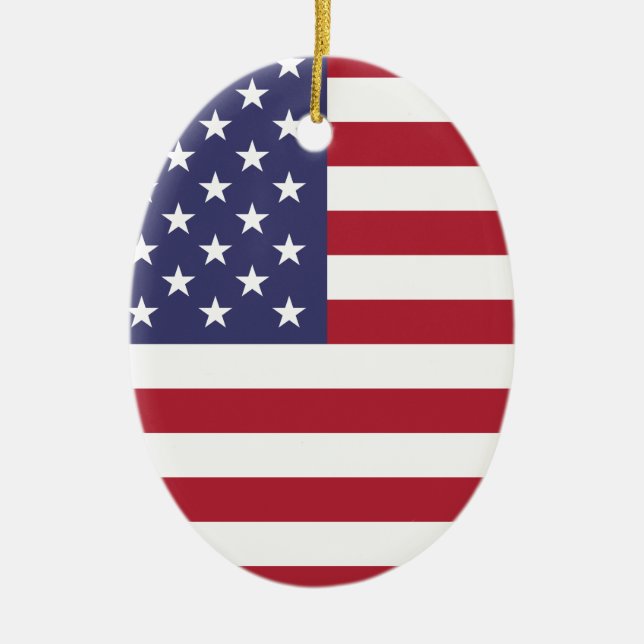 United States National Flag Ceramic Tree Decoration (Front)
